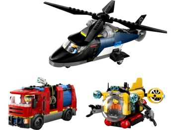 LEGO 60462 City  Zestaw z helikopterem, wozem strażackim i łodzią podwodną