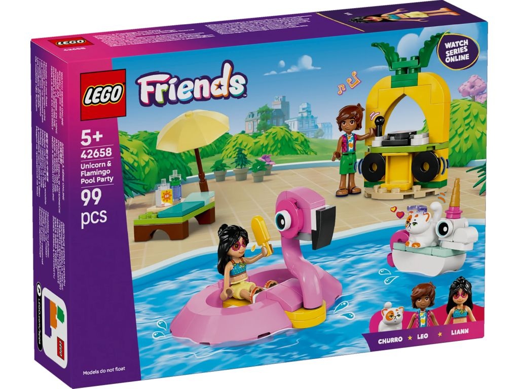 LEGO 42658 Friends Impreza na basenie z jednorożcem i flamingiem