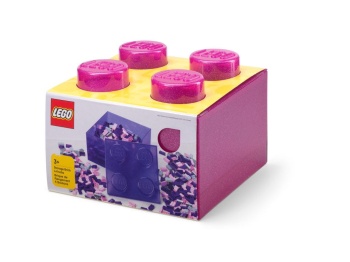 LEGO Classic 40090801 Pojemnik klocek LEGO Brick 4 z pokrywką – Jasnoróżowy