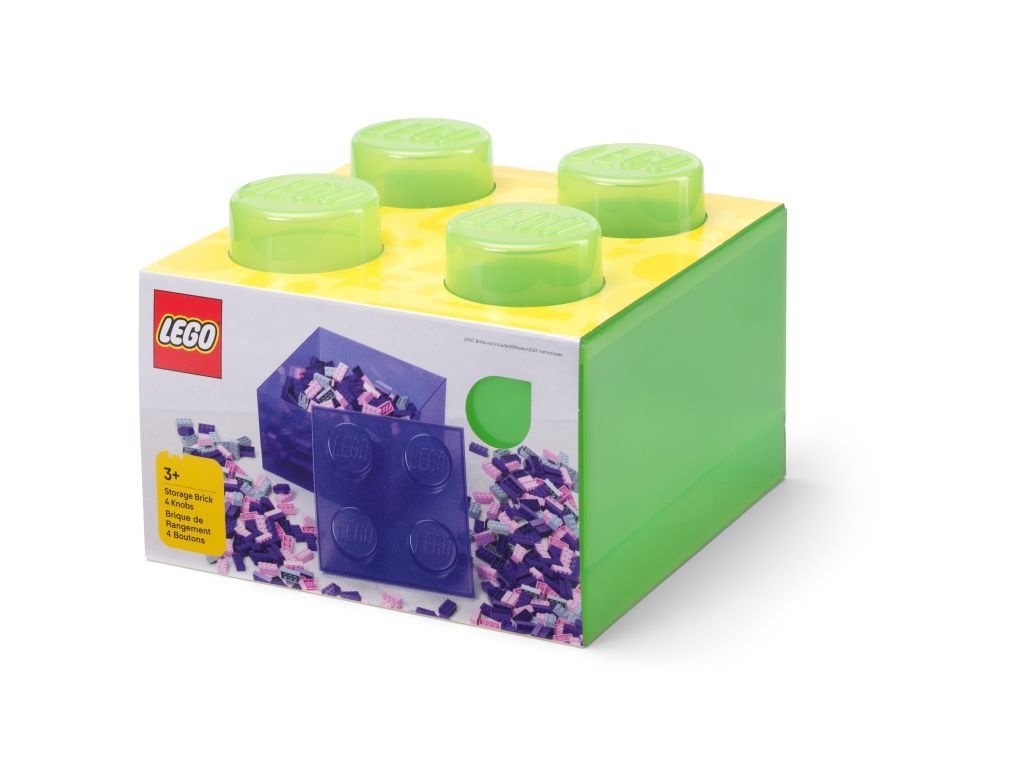 LEGO Classic 40090806 Pojemnik klocek LEGO Brick 4 z pokrywką – Przezroczysty zielony