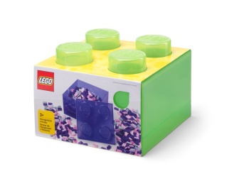LEGO Classic 40090806 Pojemnik klocek LEGO Brick 4 z pokrywką – Przezroczysty zielony
