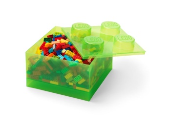 LEGO Classic 40090806 Pojemnik klocek LEGO Brick 4 z pokrywką – Przezroczysty zielony