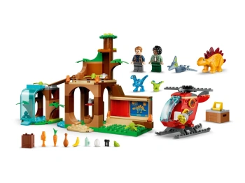 LEGO 77981 Jurassic World Welociraptor, stegozaur i pteranodon – Centrum ratunkowe